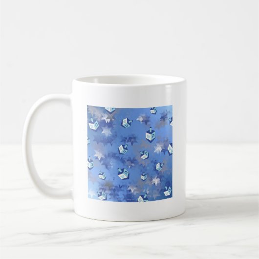 Happy Hanukkah Falling Star und Dreidels Kaffeetasse (Links)