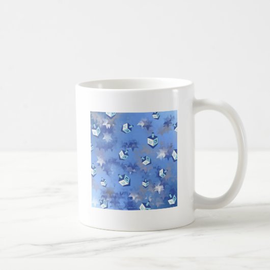 Happy Hanukkah Falling Star und Dreidels Kaffeetasse (Rechts)