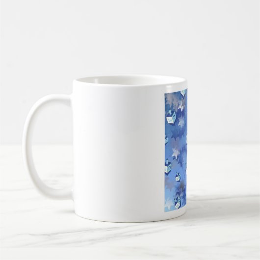 Happy Hanukkah Falling Star und Dreidels Kaffeetasse (Links)