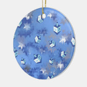 Happy Hanukkah Falling Star und Dreidels Keramik Ornament (Links)