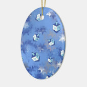 Happy Hanukkah Falling Star und Dreidels Keramikornament (Links)