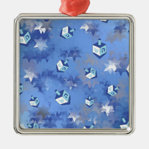 Happy Hanukkah Falling Star und Dreidels Ornament Aus Metall