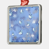 Happy Hanukkah Falling Star und Dreidels Ornament Aus Metall (Links)