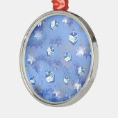 Happy Hanukkah Falling Star und Dreidels Ornament Aus Metall (Links)