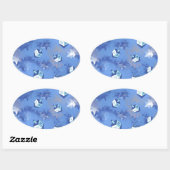 Happy Hanukkah Falling Star und Dreidels Ovaler Aufkleber (Blatt)