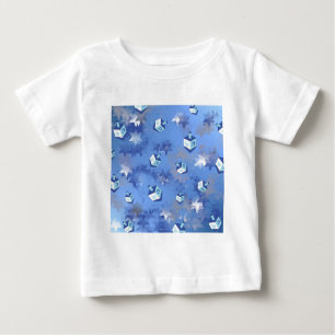 Happy Hanukkah Falling Stars und Dreidels Baby T-shirt
