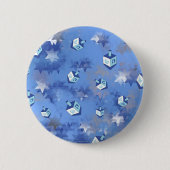 Happy Hanukkah Falling Stars und Dreidels Button (Vorderseite)