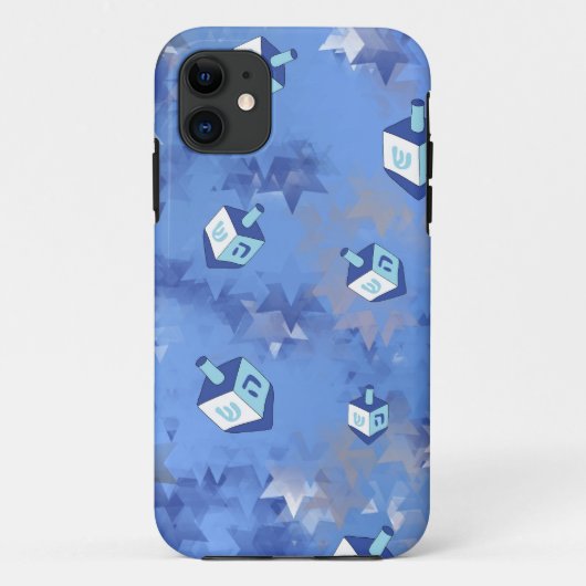 Happy Hanukkah Falling Stars und Dreidels Case-Mate iPhone Hülle (Rückseite)