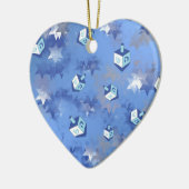 Happy Hanukkah Falling Stars und Dreidels Keramikornament (Links)