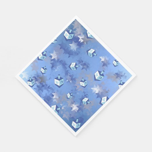 Happy Hanukkah Falling Stars und Dreidels Napkins Serviette (Ecke)