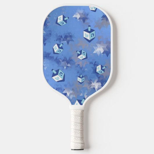 Happy Hanukkah Falling Stars und Dreidels Pickleball Schläger (Vorderseite)