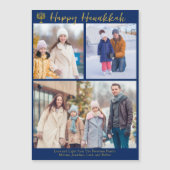 Happy Hanukkah Familie 3 Foto Collage Magnet Card (Vorderseite)