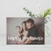 Happy Hanukkah Family Foto Feiertagskarte (Stehend Vorderseite)