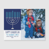 Happy Hanukkah Family Foto Menorah Magnet Card (Vorderseite)