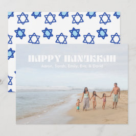 Happy Hanukkah Family Foto Star von David Pattern Feiertagskarte