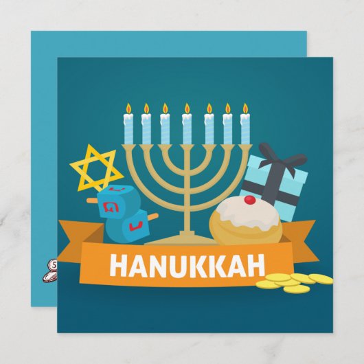 Happy Hanukkah Feiertagskarte (Vorne/Hinten)