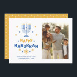 "Happy Hanukkah" Ferienkarte Feiertagskarte<br><div class="desc">Feierliche personalisierte Foto Happy Hanukkah-Karten.</div>