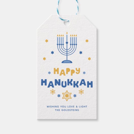 "Happy Hanukkah" Ferienkarte Geschenkanhänger (Vorderseite)