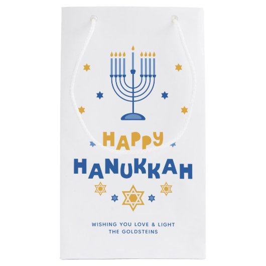 "Happy Hanukkah" Ferienkarte Kleine Geschenktüte (Rückseite)