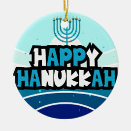 Happy Hanukkah - Festival der Lichter Keramik Ornament