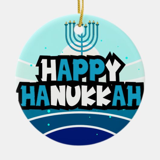 Happy Hanukkah - Festival der Lichter Keramik Ornament (Vorne)