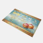 Happy Hanukkah Festival festliche Dekoration Fußmatte (Schrägansicht)