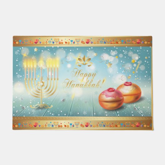 Happy Hanukkah Festival festliche Dekoration Fußmatte (Vorderseite)