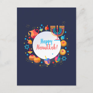 Happy Hanukkah Festival Menorah Festivals Postkarte