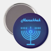 Happy Hanukkah Festival Menorah Logo Magnet (Vorderseite/Rückseite)
