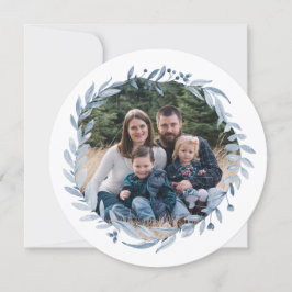 Happy Hanukkah Festival of Light Blue Wreath Foto Feiertagskarte