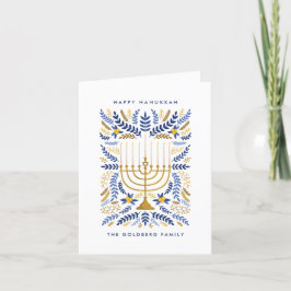 Happy Hanukkah Festivals Wasserfarbe Menorah Flora Feiertagskarte