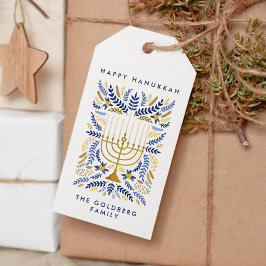 Happy Hanukkah Festive Watercolor Menorah FOLIAGE Geschenkanhänger