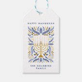 Happy Hanukkah Festive Watercolor Menorah FOLIAGE Geschenkanhänger (Vorderseite)