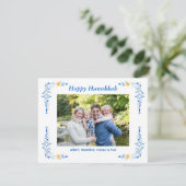 Happy Hanukkah Flat Foto Ferienkarte Feiertagskarte (Stehend Vorderseite)