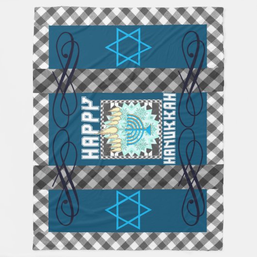 Happy Hanukkah Fleecedecke (Vorderseite)