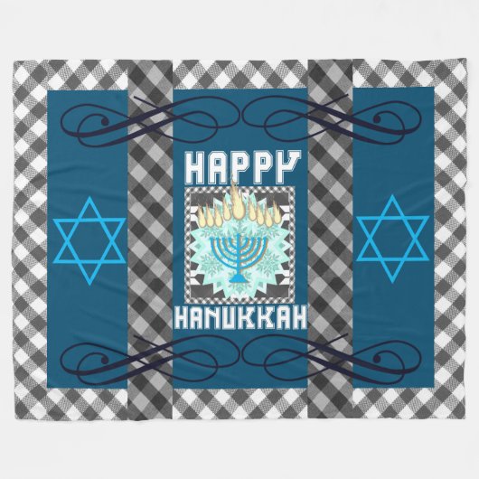 Happy Hanukkah Fleecedecke (Vorderseite (Horizontal))