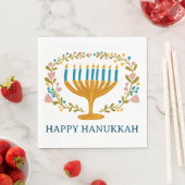 HAPPY HANUKKAH Floral MENORAH Jüdischer Urlaub Serviette (Beispiel)