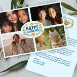 HAPPY HANUKKAH Floral Wreath Menorah Custom Fotos Feiertagskarte<br><div class="desc">Handgezeichnete Florale von mir für Sie. Klicken Sie auf "Personalisieren", um Ihren eigenen Text auf der Rückseite und die Fotos auf der Vorderseite der Karte zu bearbeiten oder den Schriftart oder die Farben zu ändern. Alles ist anpassbar. Stellen Sie sicher, dass Sie unter dem Kunstwerk Fotos hinzufügen, um das Design...</div>