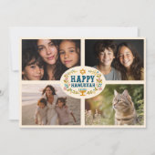 HAPPY HANUKKAH Floral Wreath Menorah Custom Fotos Feiertagskarte (Vorderseite)