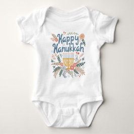 Happy Hanukkah FLorals Handgezeichnet Kunst Baby Strampler