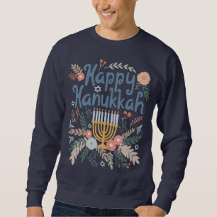Happy Hanukkah FLorals Handgezeichnet Kunst Sweatshirt