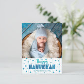 Happy Hanukkah Foto Blue Stars Moderne Karte (Stehend Vorderseite)