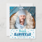 Happy Hanukkah Foto Blue Stars Moderne Karte (Vorderseite)