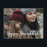 Happy Hanukkah Foto Feiertagspostkarte<br><div class="desc">Diese hübsche Fotokarte mit dem Aufdruck "Happy Hanukkah!" vorne und "Möge das Licht von Hanukkah Ihre Herzen mit Ruhe und Liebe füllen." auf der Rückseite wird jedem Empfänger ein Lächeln bringen. Es ist eine warme Stimmung, die die Herzen der Touch und jeder wird Spaß haben, ein neues Foto zu erhalten....</div>