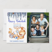 Happy Hanukkah Foto Vorlage Menorah Pine Drop (Vorderseite)