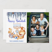 Happy Hanukkah Foto Vorlage Menorah Pine Drop (Vorne/Hinten)