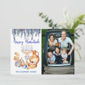 Happy Hanukkah Foto Vorlage Menorah Pine Drop (Stehend Vorderseite)