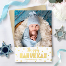 Happy Hanukkah Foto Whimsical Stars Real Gold