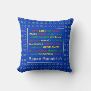 HAPPY HANUKKAH Frucht des Geistes LICHT BLAU Kissen
