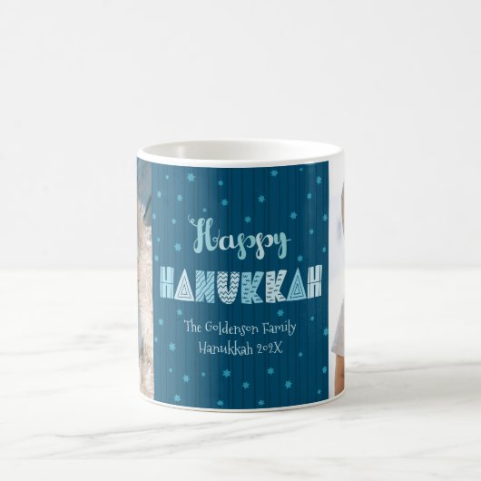 Happy Hanukkah Fun Typografie Star von David Name Kaffeetasse (Mittel)